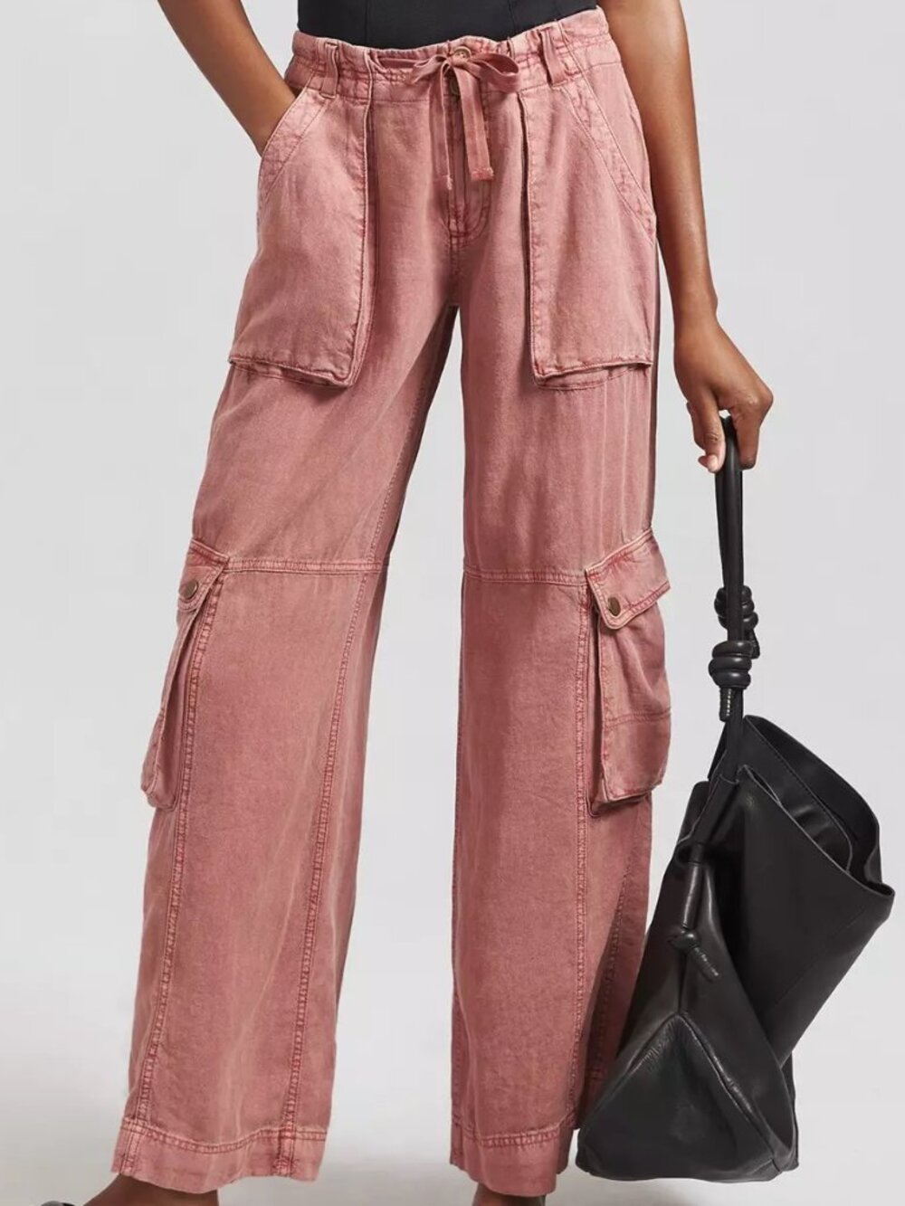 Anthropologie Rose Cargo Wide-Leg Pants